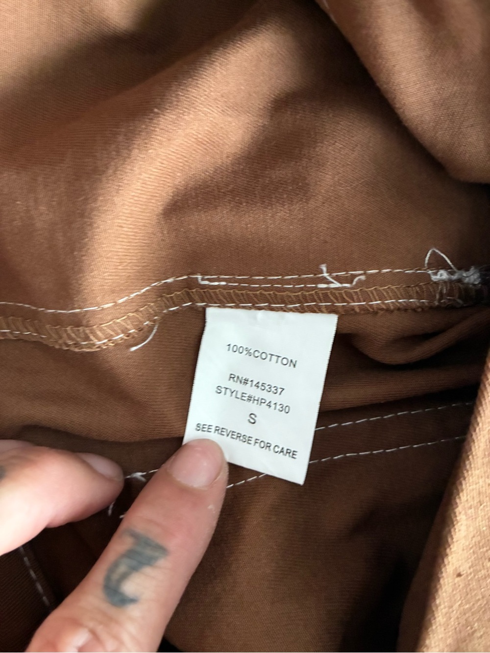 HERPERAS S CHOCOLATE BR 💯 COTTON STREETWEAR CARGO PANTS THICK STICKING ACCENTS - Picture 6 of 14